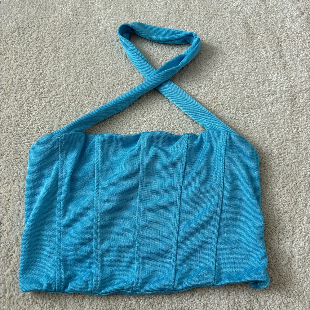 SHEIN Blue Ribbed Top